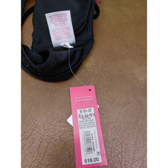 Women's Tunneled Tie-Front Bralette Bikini Top - Xhilaration Black S Small - Picture 5 of 5